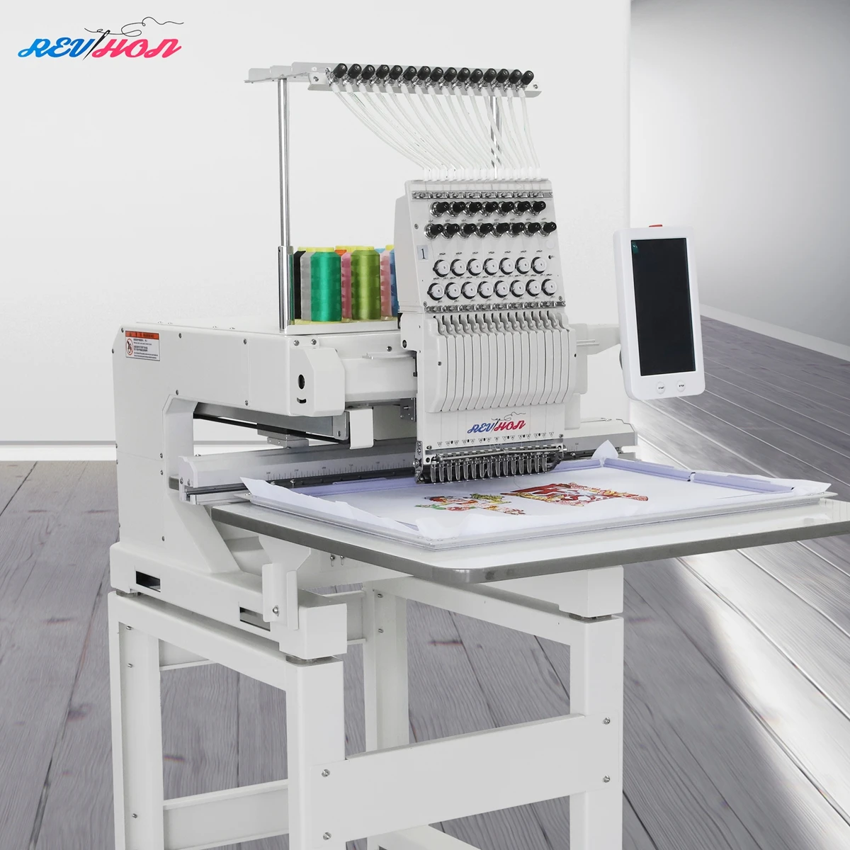 REVHON Single Head Cap Embroidery Machine 600*400mm 12/15 Needles Computerized 1200 RPM