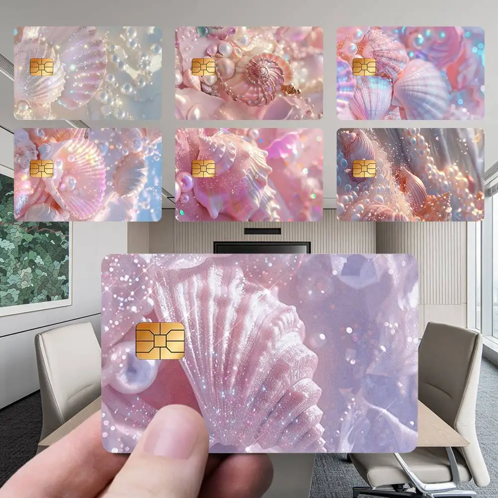 

Dazzling P-Pink Conch Card Stickers New Cartoon Card Debit Bank Charge Card Bus Metro Waterproof Sticker Decal Decoration