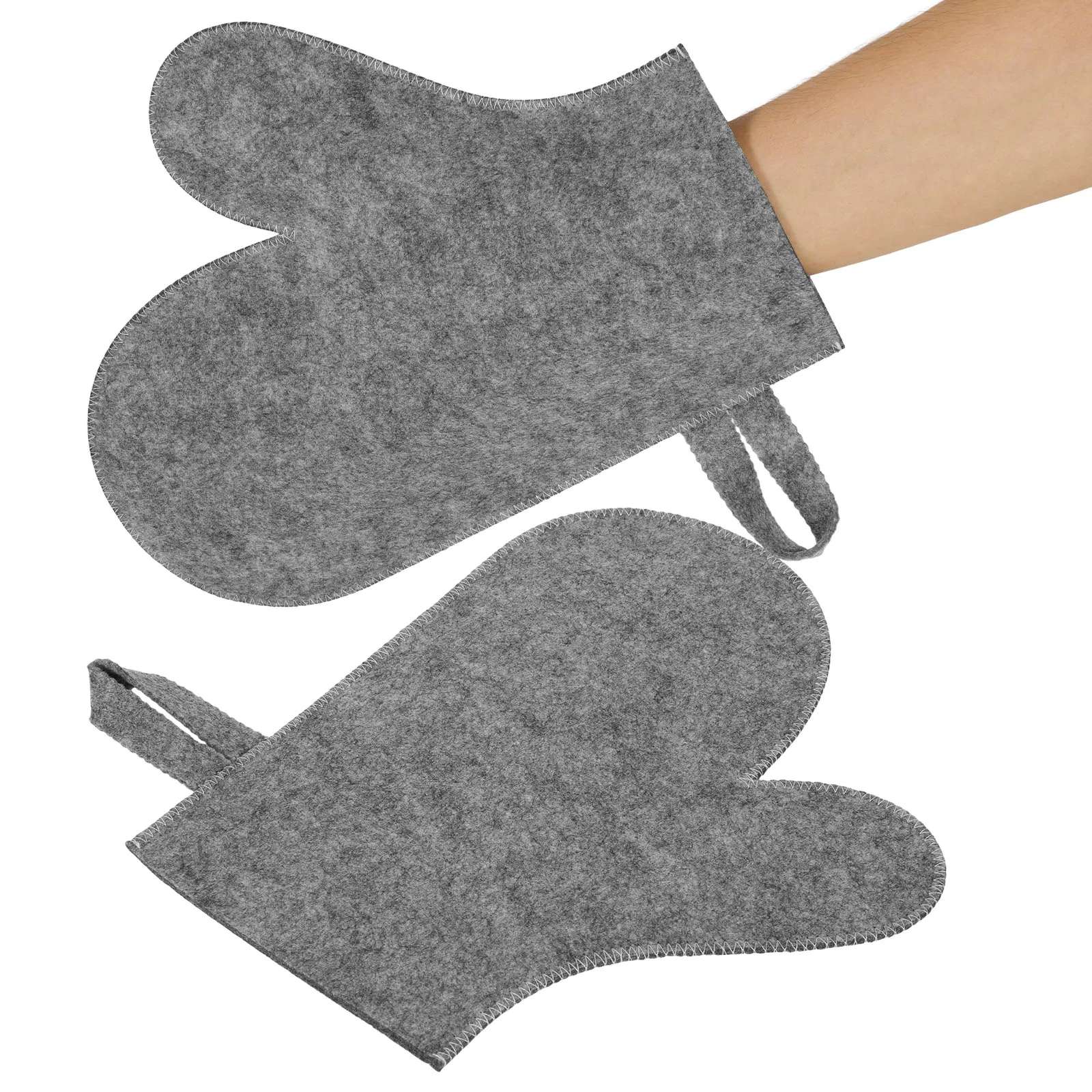 2Pcs Felt Sauna Mitt Bathing Body Lotion Glove Steam Room Heat Resistant Shower Scrubbers Exfoliating for Bath Spa Massage