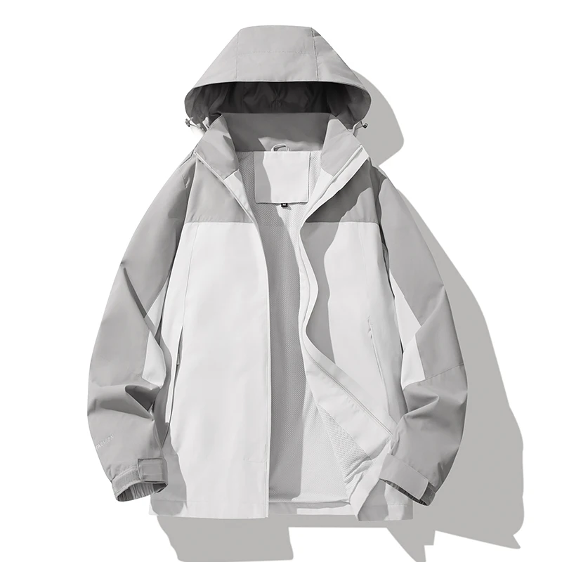 

Outdoor with Hood Men Hiking Jackets Fashion Windproof Camping Coats Casual Comfortable Male Clothes All-match Multiple Colors