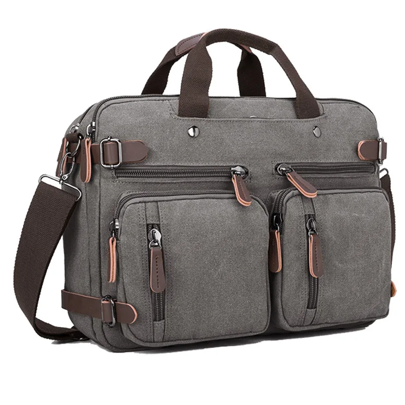الأعمال قماش حقيبة جلدية متعددة الوظائف المحمولة حقيبة كروسبودي سعة كبيرة حقيبة كمبيوتر حقيبة سفر عادية