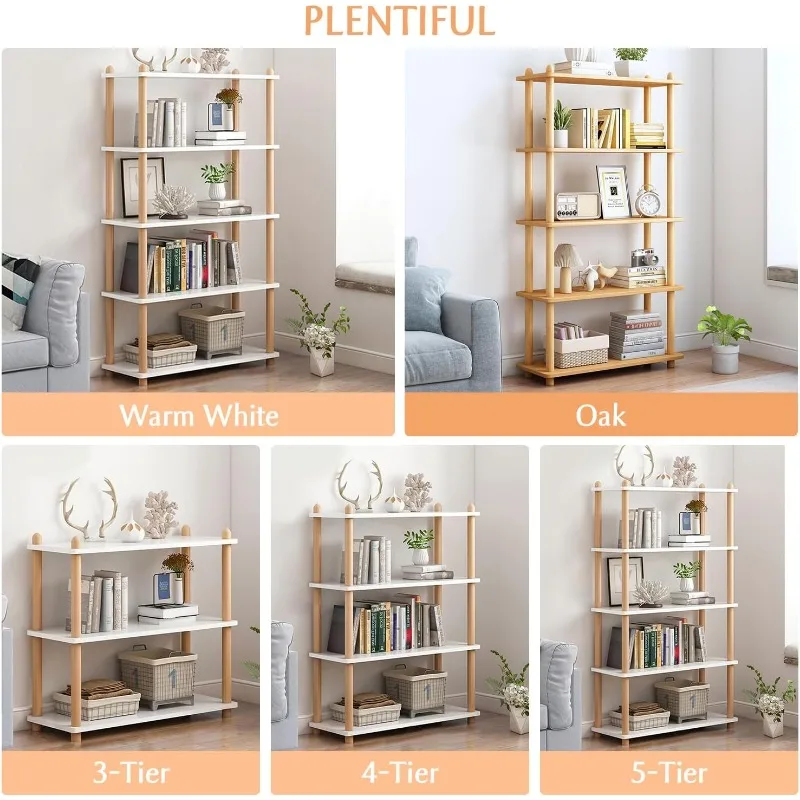 3-Tier Wooden Shelf Bookcase - Modern Open Bookshelf, Free Standing Storage Rack, Multifunctional Display Stand for Home