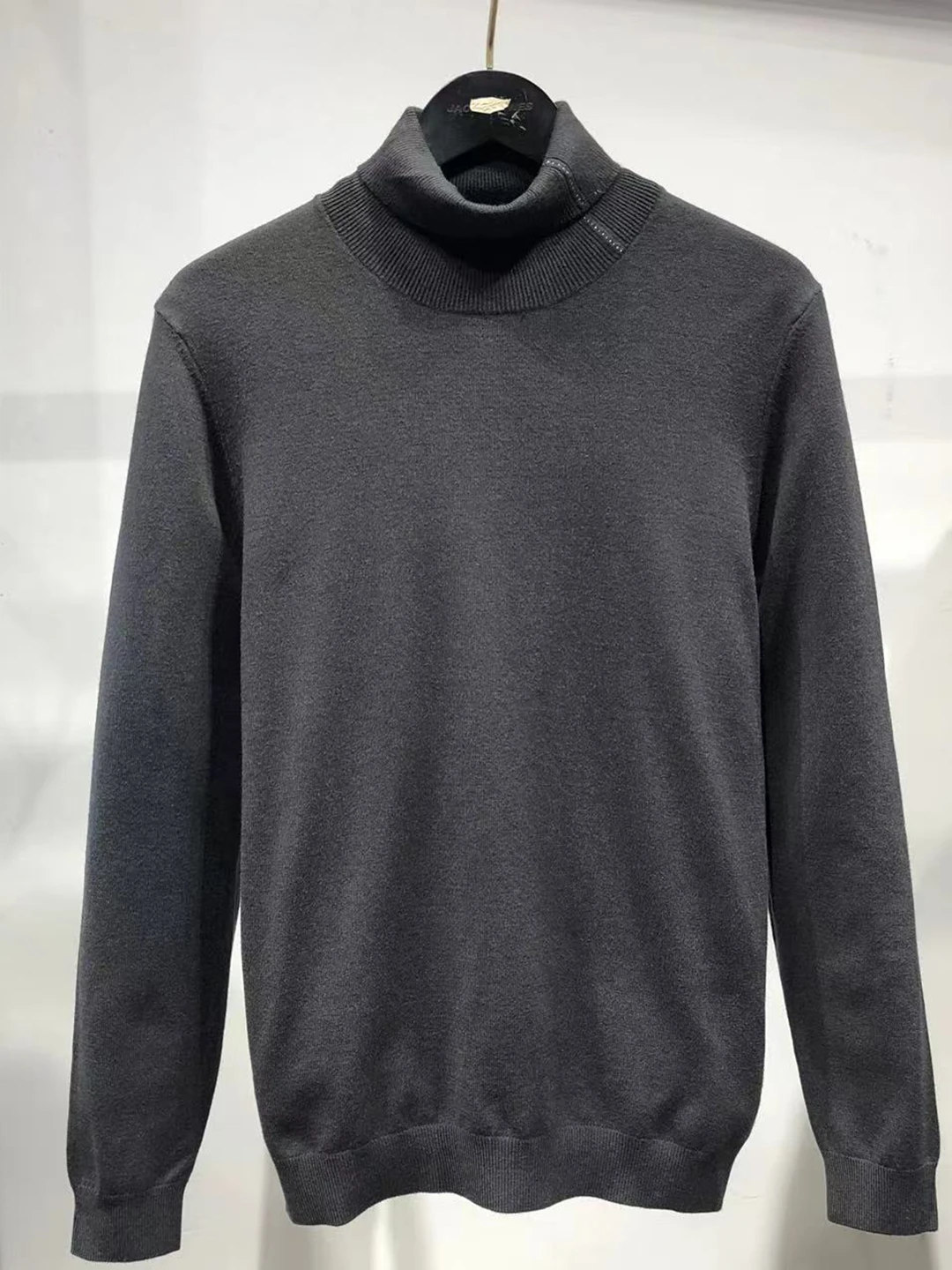 سترة رجالية ذات ياقة عالية من Thie الصوف فائقة النعومة كاجوال Sle طول منتظم طويل Sve محبوك ملابس ey Color Blo