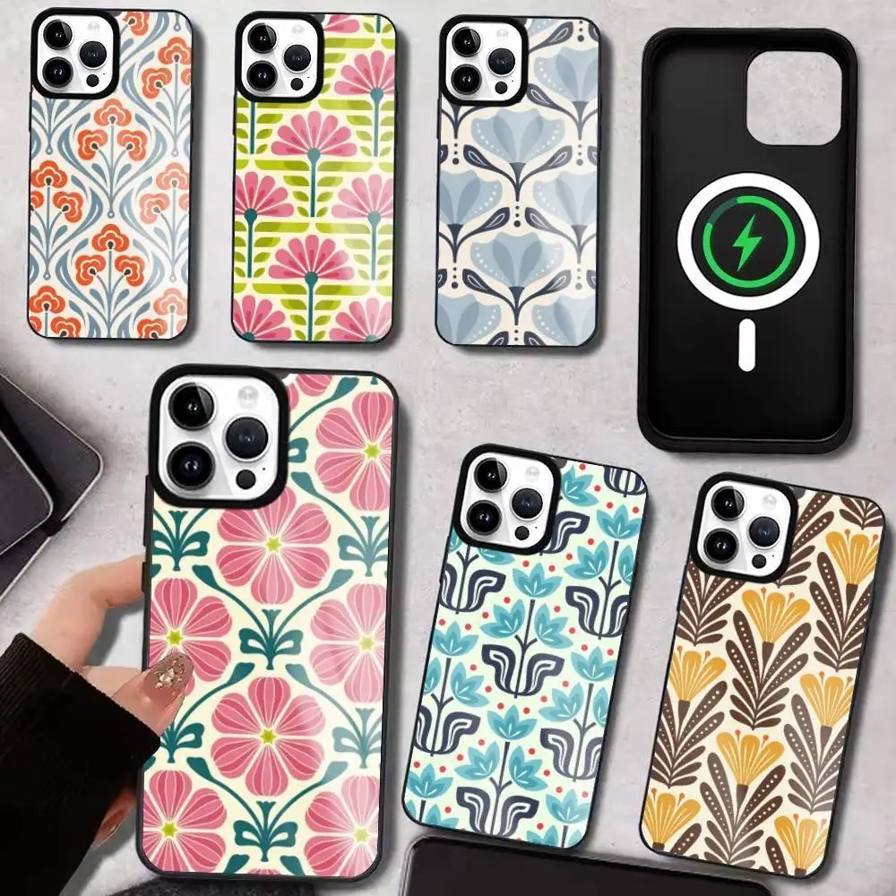 

Vintage G-Geometric F-Floral Pattern Phone Case For iPhone17,16,15,14,13,12,11 Plus,Pro Max, New Magnetic Wireless Charging