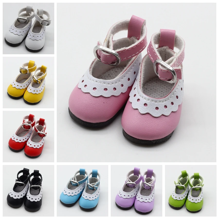 

1 pair 5cm PU Leather Shoes For BJD Doll Fashion Mini Toy Lace Canvas Shoes 1/6 Doll for Russian Doll Accessories