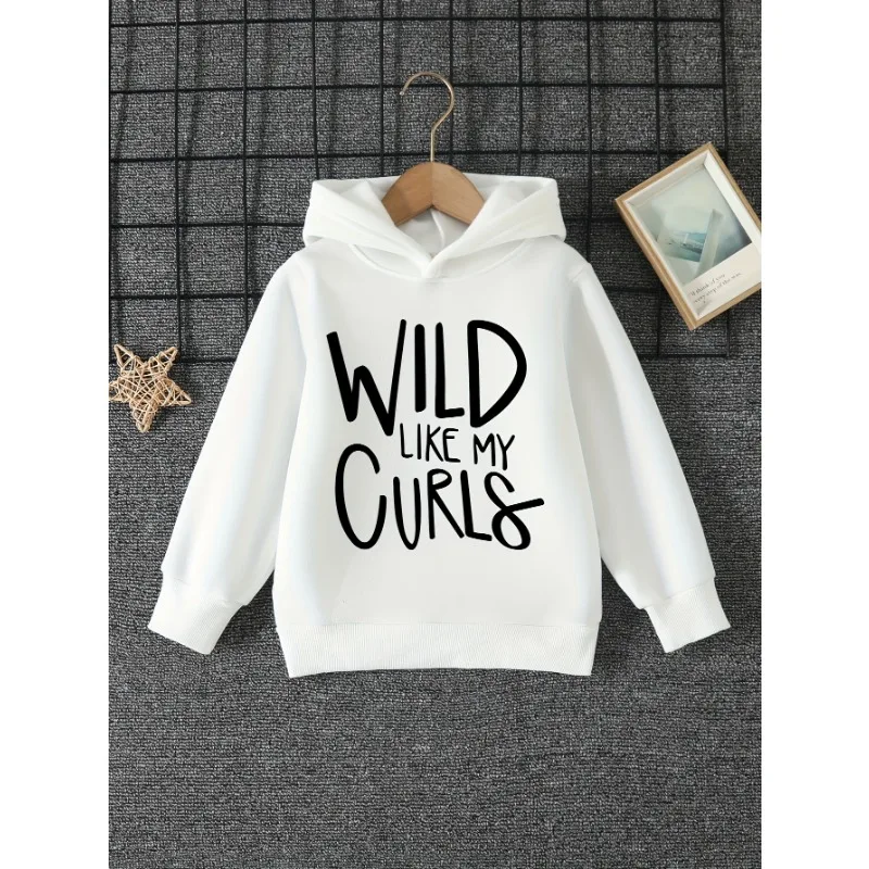 Hoodies WILD LIKE MY CURLS Letter Printing Cute And Cozy Hoodies For Kids Hoodies Boys And Keep Him Warm And Stylish Hoodie Tops