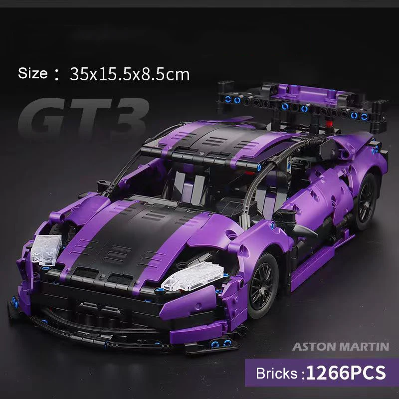 1266PCS Technical Astons Martins GT3 Sports Car Building Blocks High-Tech Racing Vehicle Assemble Bricks Toys Gift For Boy Kids