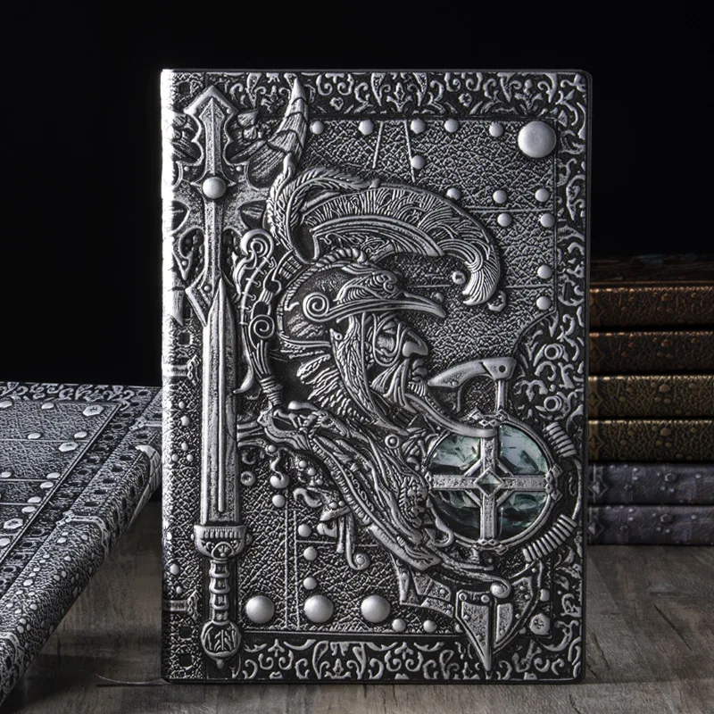 Don Quixote Paladin European Vintage 3d Notebook Business Handbook PU Notepad Embossed Surface Witchcraft Home Halloween Decor