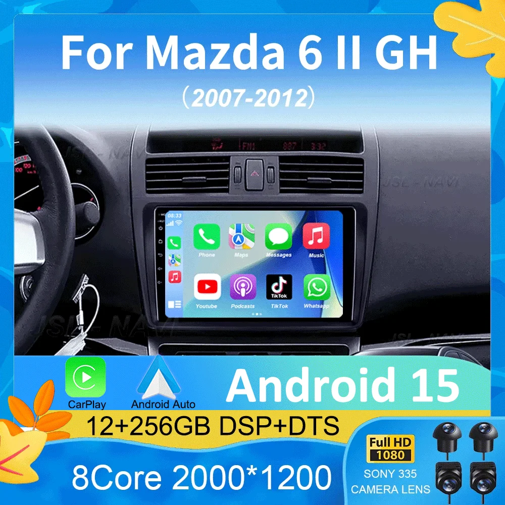 

Android 15 Car radio for Mazda 6 GH 2007 2008 2009 2010 2011 2012 Wireless CarPlay Auto Radio Multimedia GPS 4G WIFI