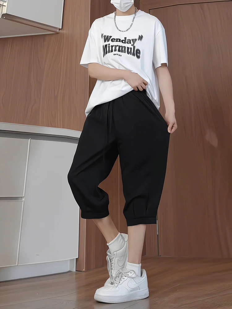 

Мужские летние тонкие штаны Bla с высокой талией из ледяного шелка, длина до щиколотки, в американском спортивном стиле, повседневные