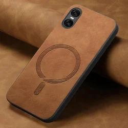 Magsafe Case For Sony Xperia 10 1 VI 2024 Wireless Charge Magnetic Back Funda For Xperia 5 V 10 V 1VI 1 V 10VI Leather Cover