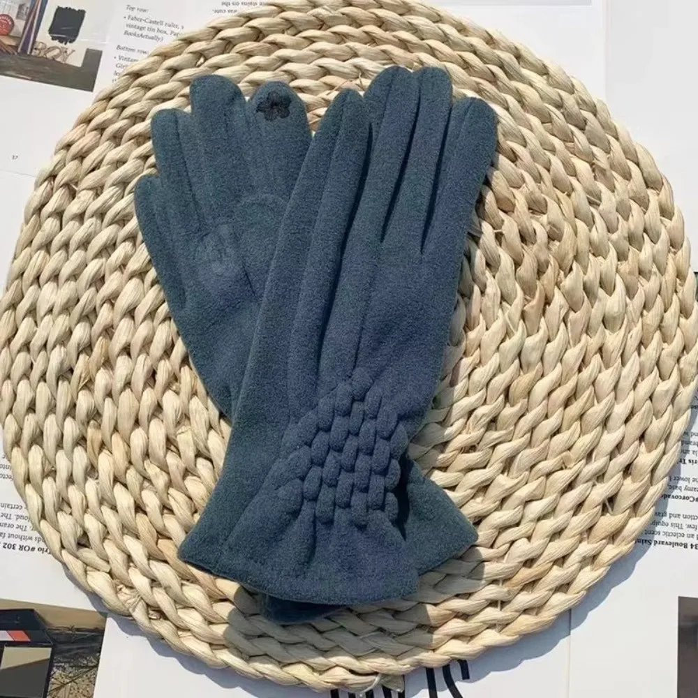 Outdoor Winter Touch Screen Gloves Soft Thicken Drive Cycling Gloves Keep Warm Windproof Five Finger Gloves Women Men