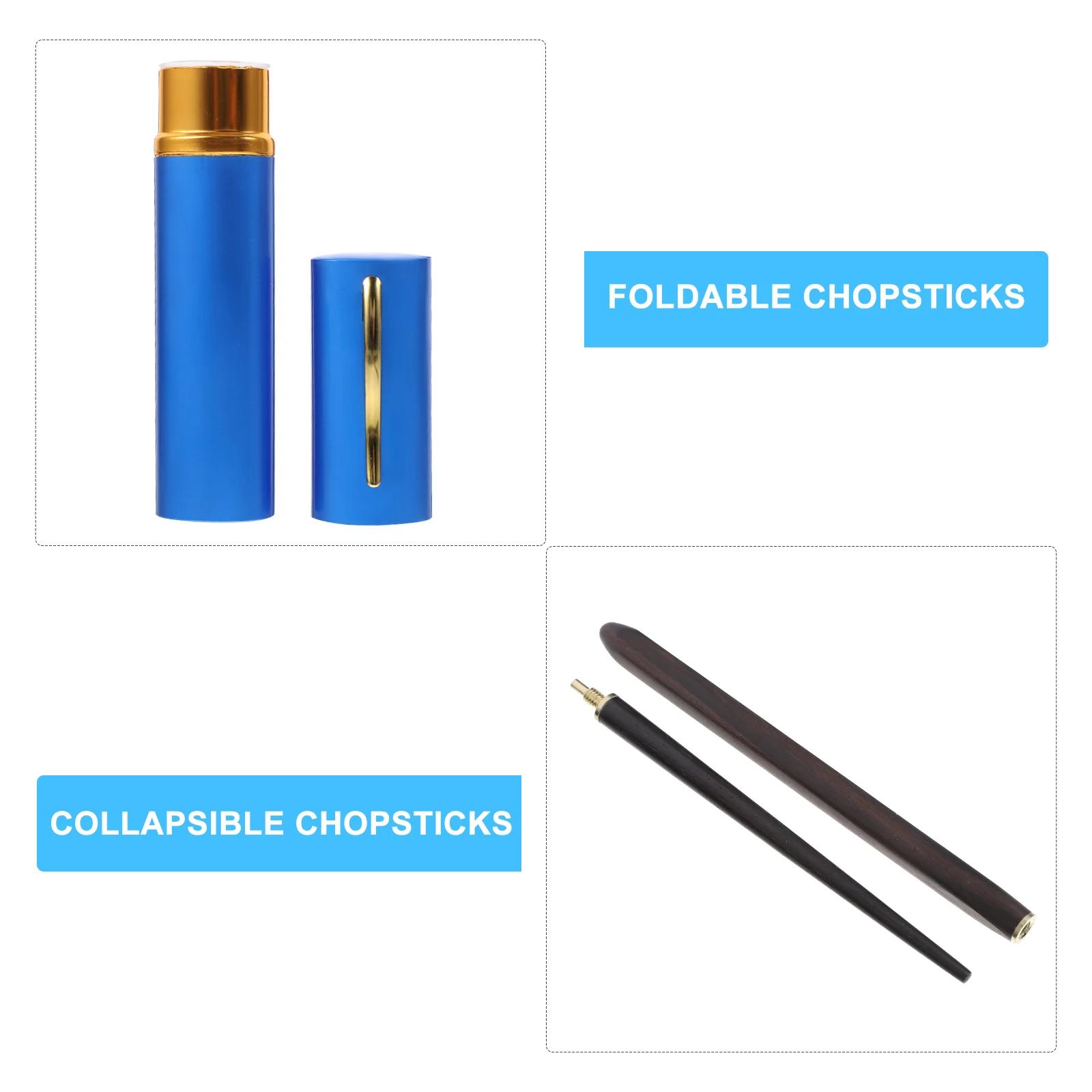 

Portable Foldable Set Collapsible Foldable Chopsticks Travel Case Ebony Material Aluminum Storage Gadgets