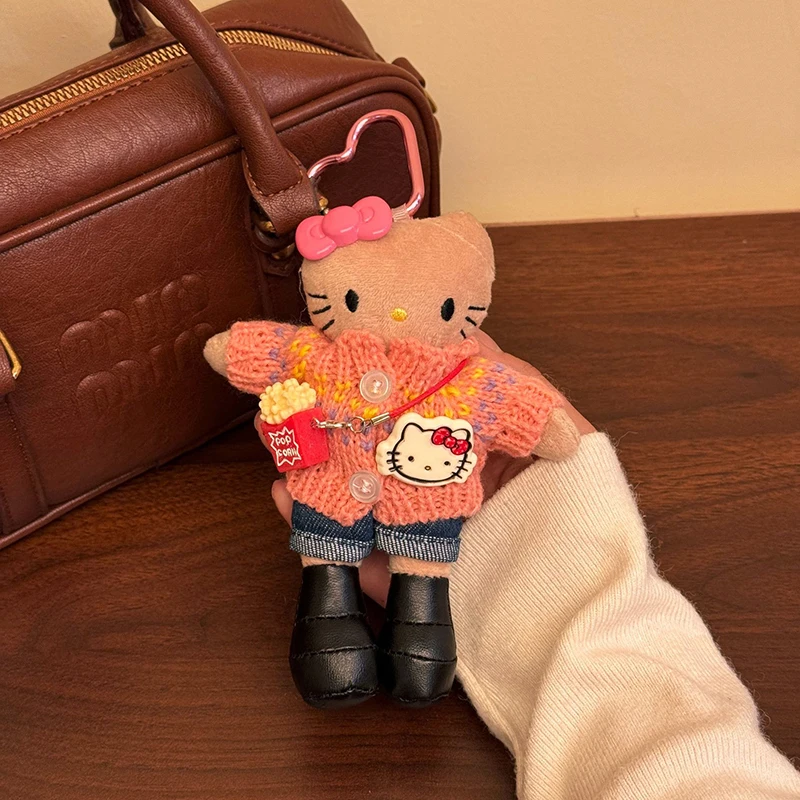 

Sanrios милый плюшевый брелок Hellokittys с длинными ножками, мягкий брелок для ключей с мультяшным животным, сумка, очаровательный подарок в форме сердца для женщин и девочек