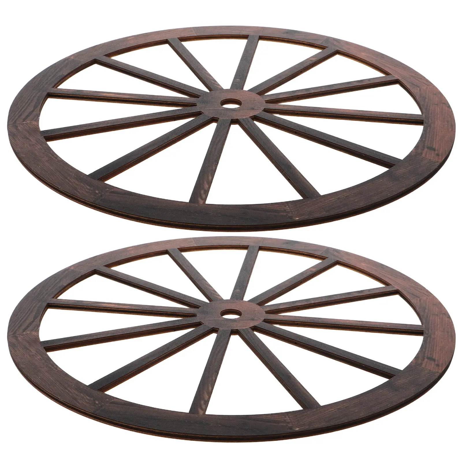 2Pcs Wooden Buggy Wheel Wall Decor Rustic Vintage Cartwheel Wagon Wheel Decoration for Living Room Bedroom Bar Western Farmhouse