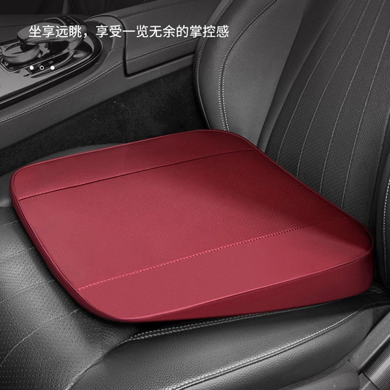 Car Increased Seat Cushion Nappa Leather Breathable Increased View Cushion Portable Comfortable Driving Seat Cushion High 4-8CM