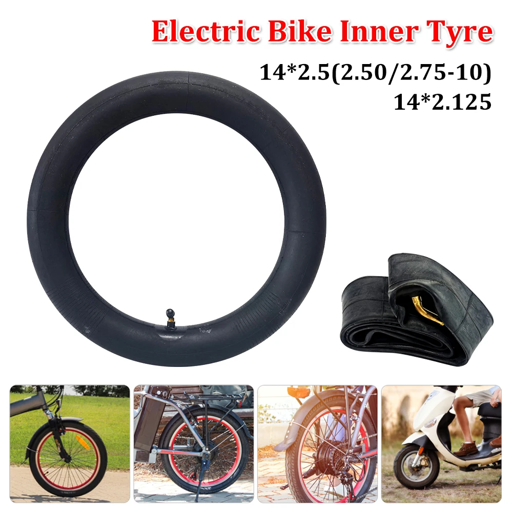 14 Inch Pneumatic Wheel Tire 14*2.5(2.50/2.75-10)/14*2.125 Inner Tyre With Bent Valve For Electric Bicycles Cycling Parts