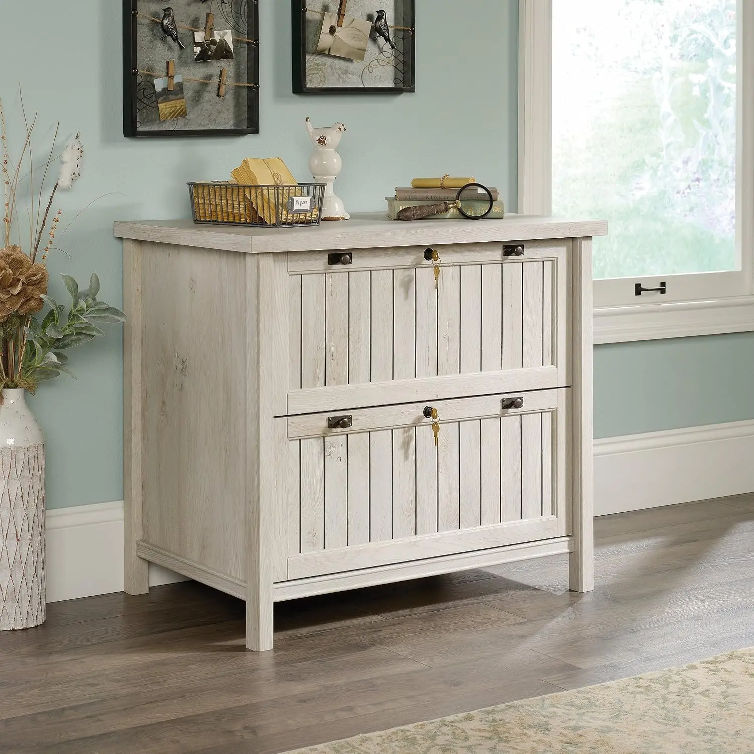 2 Drawer Lateral File Cabinet With Lock For Home Office Storage, Wood Finish, Customized