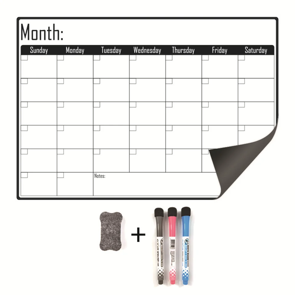 Magnetic Fridge Sticker Erasable Calendar Whiteboard Weekly and Monthly Planner White Board Simple Dry Erase Message Boards