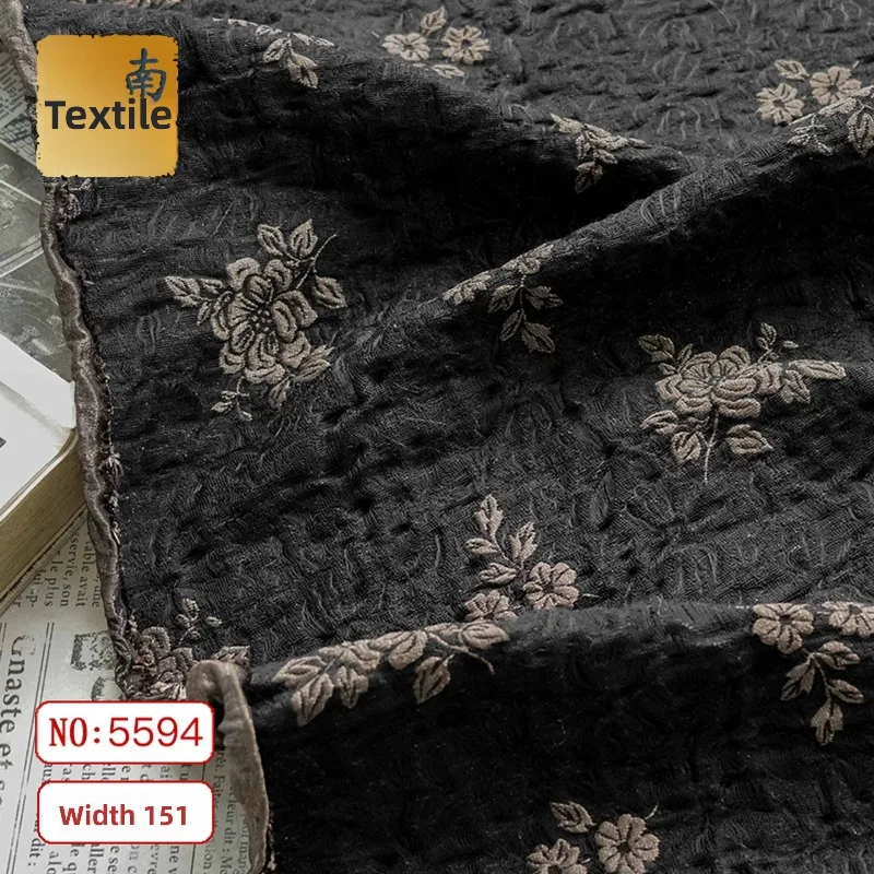 Flower Yarn Dyed Jacquard Elegant Fabric for Coat Vest Dress Clothing Design Cloth Diy By The Meter Sewing Material