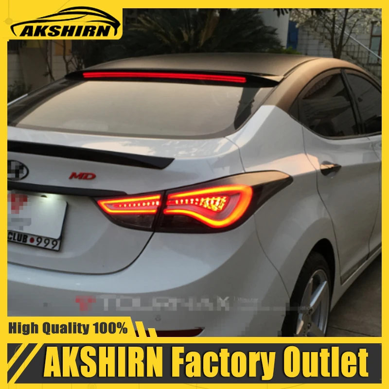 For hyundai elantra 2011-2015 with LED light ABS Plastic Unpainted Color Rear Roof Spoiler Wing Trunk Lip Boot Cover Car Styling