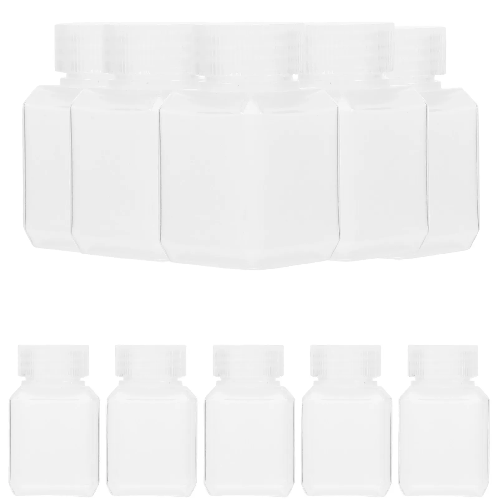 

10 шт. прочных герметичных пластиковых бутылок, компактный квадратный дизайн, 30 мл, для хранения и дозирования жидкостей и порошков, лабораторные пробирки