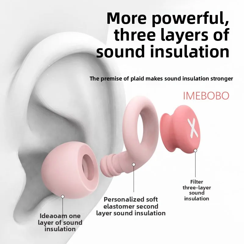 32dB Noise Canceling Earplugs Sleep Study Snore Block 3-Size Silicone Comfort for Dorm Travel NRR Noise Reduction Technology