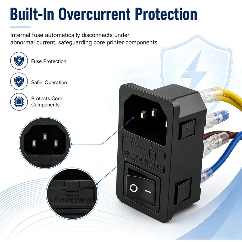 DT21 Power Switch Assembly for Bambu Lab A2L 3D Printer Integrated Switch Socket Replacement Parts