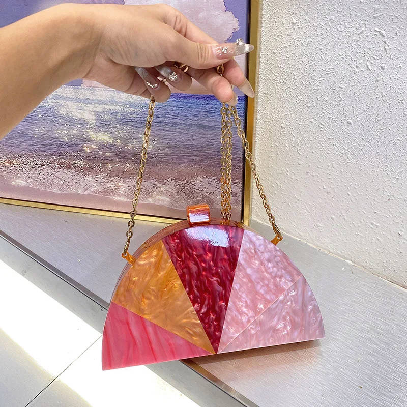 

Акриловая вечерняя сумка-коробка для женщин, кошельки-клатчи, элегантные женские сумки для выпускного вечера, свадебной вечеринки, сумки через плечо в форме полумесяца