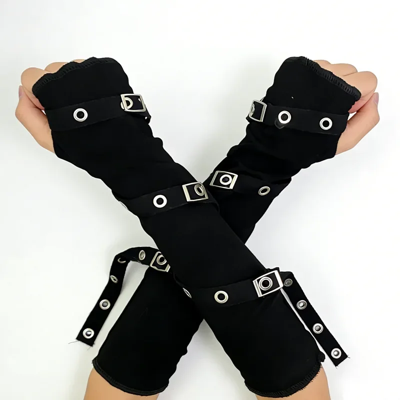 Fashion Fingerless Gloves Black Half Finger Arm Warmer Motorcycle Street Style Cute Punk