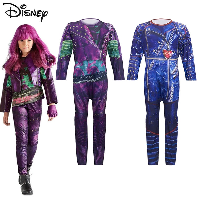 Disney discents tuta Audrey polly Evil Mal Costume Cosplay Costume da festa per ragazze per bambini travestimento vestito di un pezzo regali per