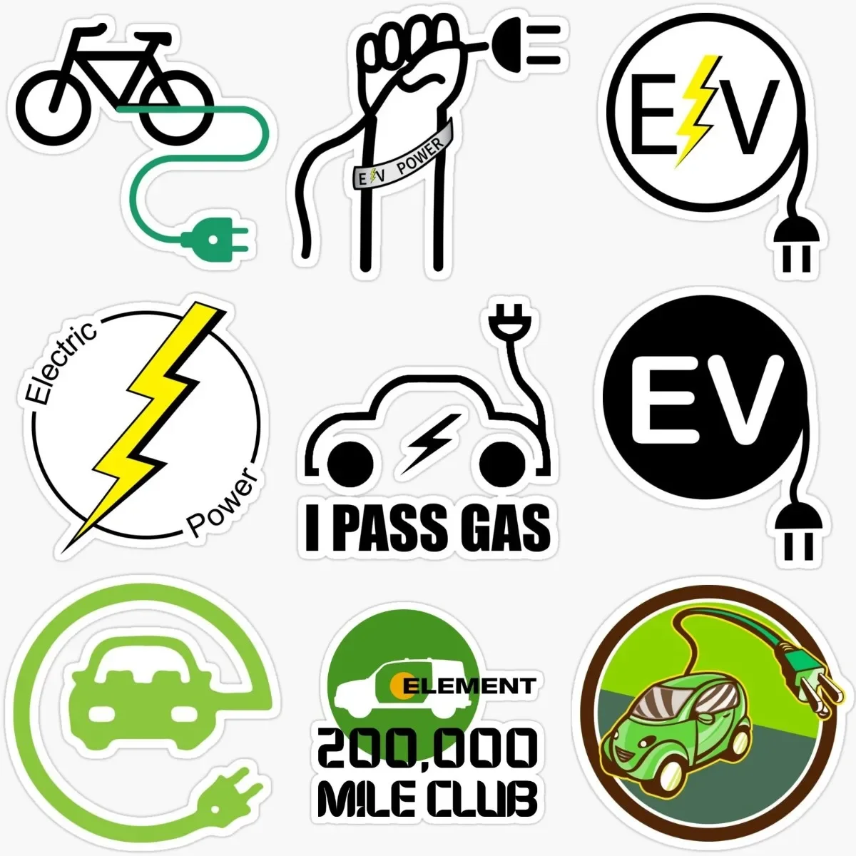 

Zero Emissions Electric Vehicle EV Plug Creative PVC Stickers Accessories for Decorate Car Wall Off-road Van Suv Motorcycle