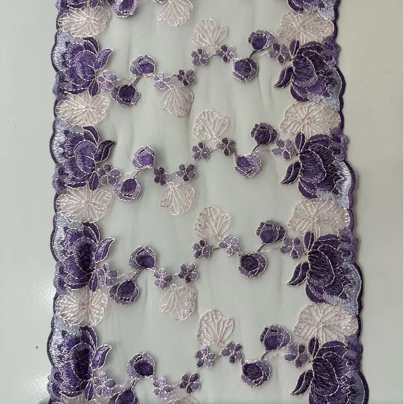 

20Yards Purple Net Lace Fabric Mesh Embroidered Lace Trim for Home Malaysia Garment Lingerie Decoration