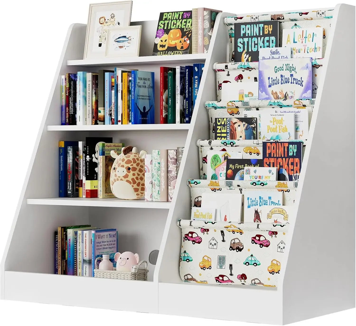 Kinder-Bücherregal aus Holz, fünflagiges Sling-Bücherregal, Bücherregal zur Aufbewahrung von Babys, Kinderbuch- und Spielzeug-Organizer, Schranktruhe, Kleinkind B