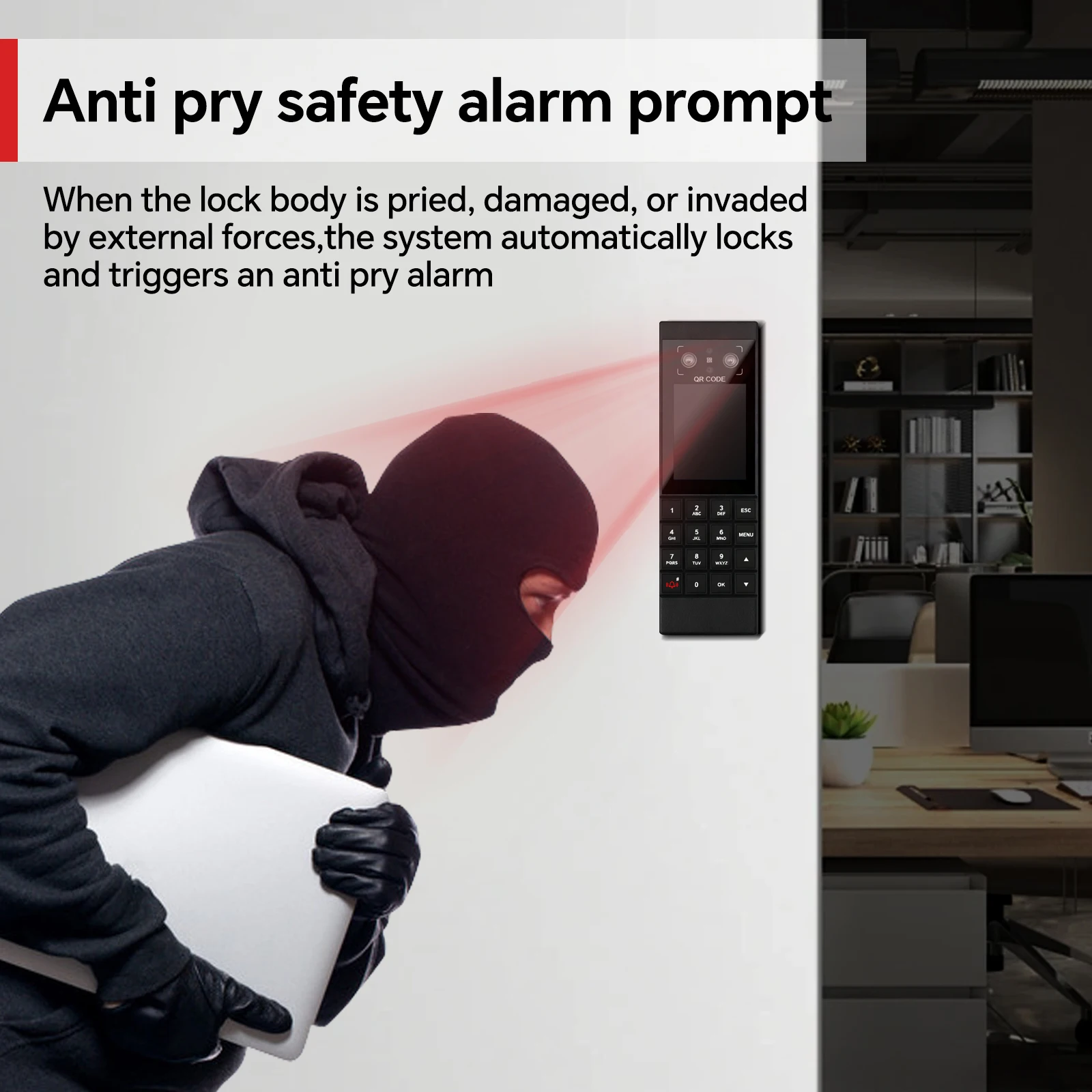 Kontrola dostępu i rejestracja czasu pracy M210-BLACK01 z rozpoznawaniem żył dłoni, zarządzanie przez aplikację, budynki biurowe, eksport danych przez USB.