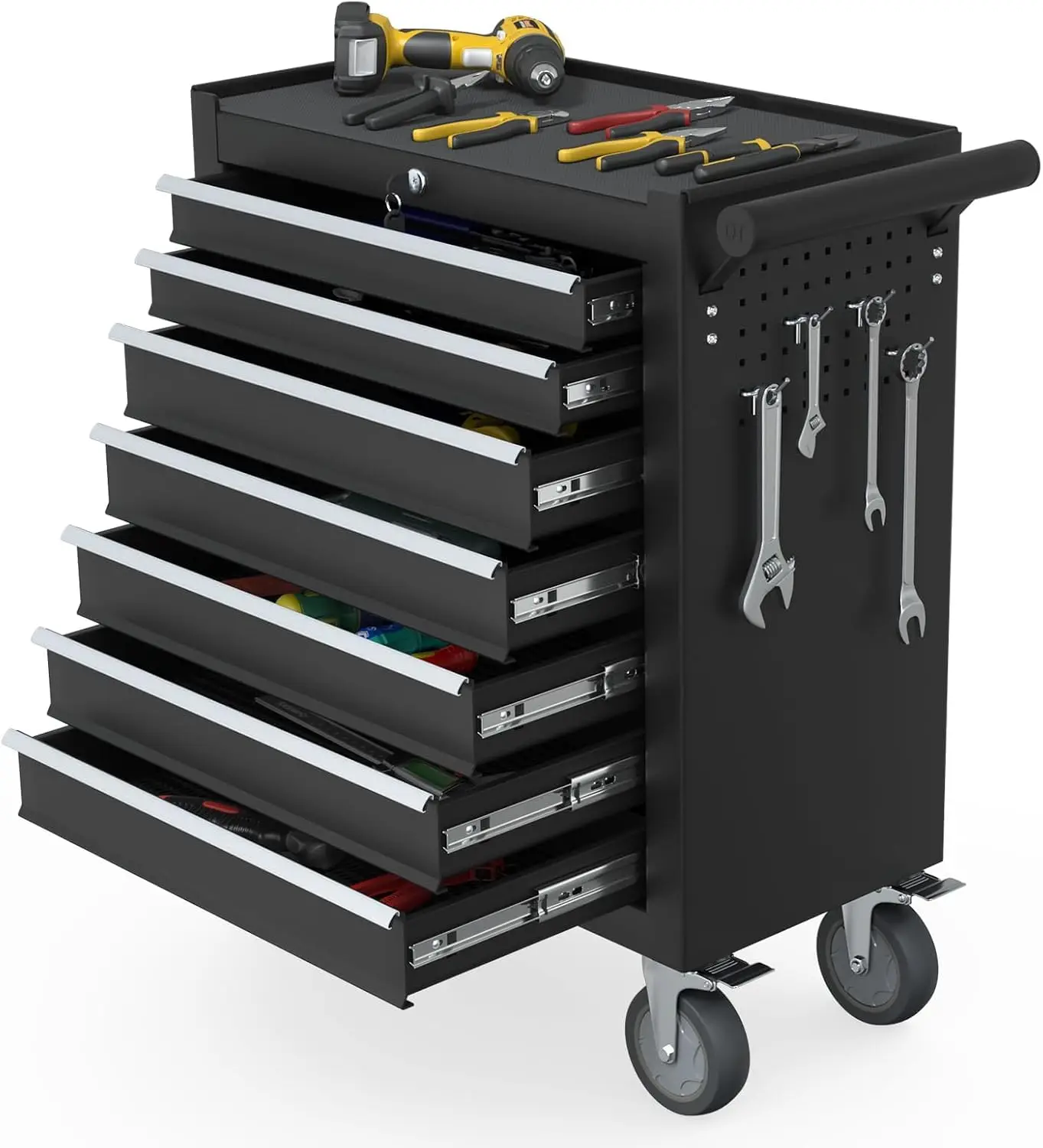 7-Drawer Rolling Tool Chest, Tool Box with 4 Wheels and Drawers, High Capacity Detachable Mobile Tool Storage Cabinet