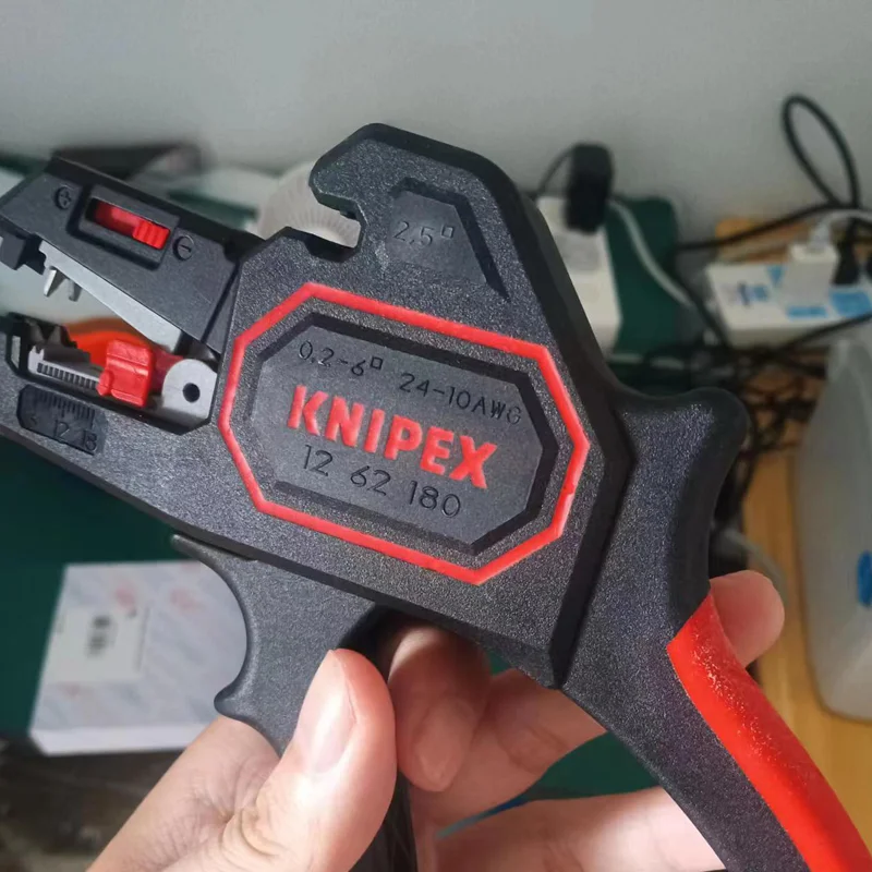 KNIPEX 12 62 180 Automatic Insulation Stripper Tools 7 Inch Adjustable Length Stop from 6.0 to18.0 mm Lightweight Labor-saving