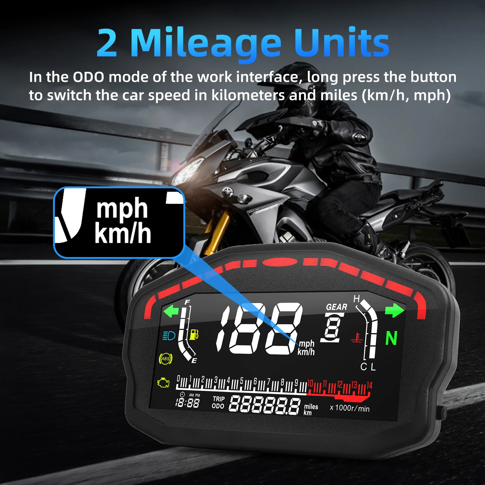 Motorcycle Speedometer Digital Dash Panel Universal LCD Odometer 1/2/4 Cylinder For Honda For Ducati For Kawasaki For Suzuki