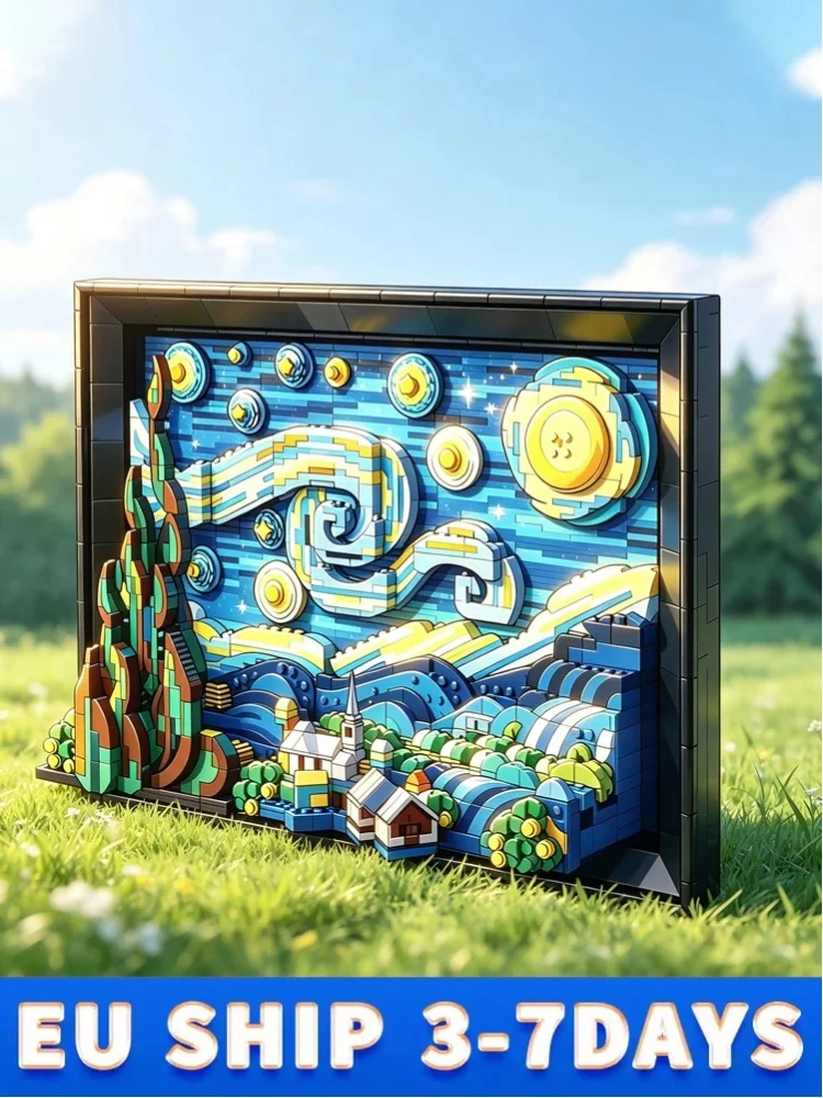 Haushaltsdekoration 2316 Stück Berühmte Gemälde Bausteine Spielzeug Sternenhimmel Zeichnung Dekorative Kreative Bausteine Spielzeug Weihnachtsgeschenk