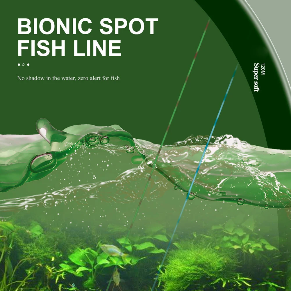 120M Bionic Spot Fishing Line Tackle Fishing Line For Extra Visibility Fishing Line Abrasion Resistant Superline For Outdoor