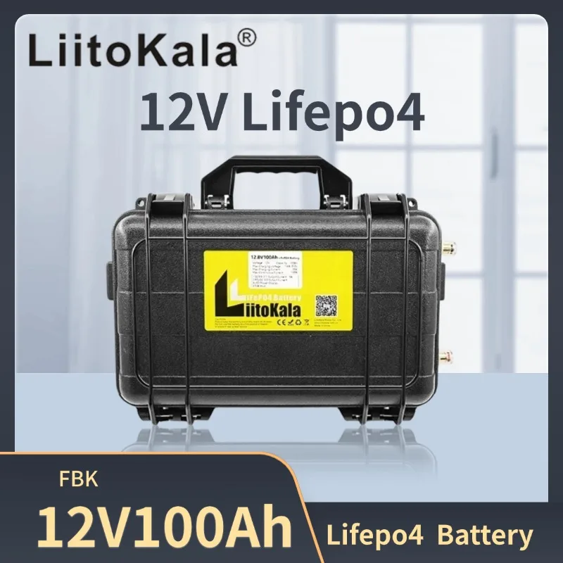 LiitoKala 12.8V 100Ah LiFePO4 Battery Pack Built-in BMS Waterproof Design for Solar RV Yacht Inverter Engines