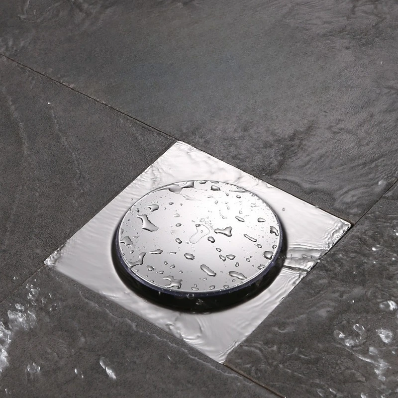 Pop Up Floor Drain Square Stainless Steel Push Down Foot-operated Anti-odor Floor Drain 10/15/20CM Anti-clogging Shower Drain