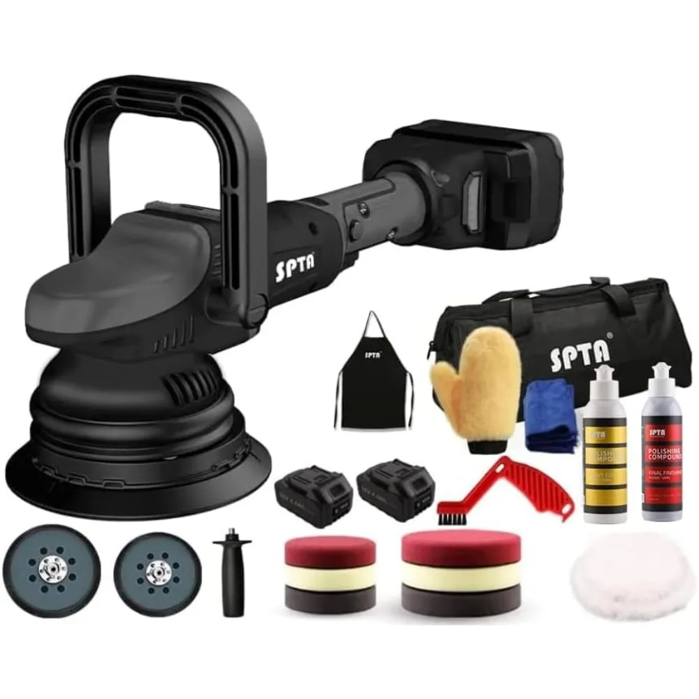 ملمع سيارة لاسلكي 18 فولت مع حركة مدارية 15 مم، 2000-4800 OPM، عازلة محمولة مع تحكم متغير 7 سرعات و2 × 4.0 أمبير في الساعة B