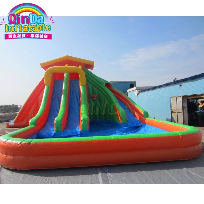 Commercial Large Inflatable Water Slide With Swimming Pool