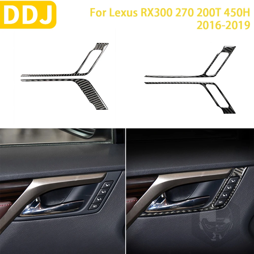 For Lexus RX300 270 200T 450H 2016-2019 Accessories Car Carbon Fiber Interior Front Door Handle Panel Trim Stickers Decoration