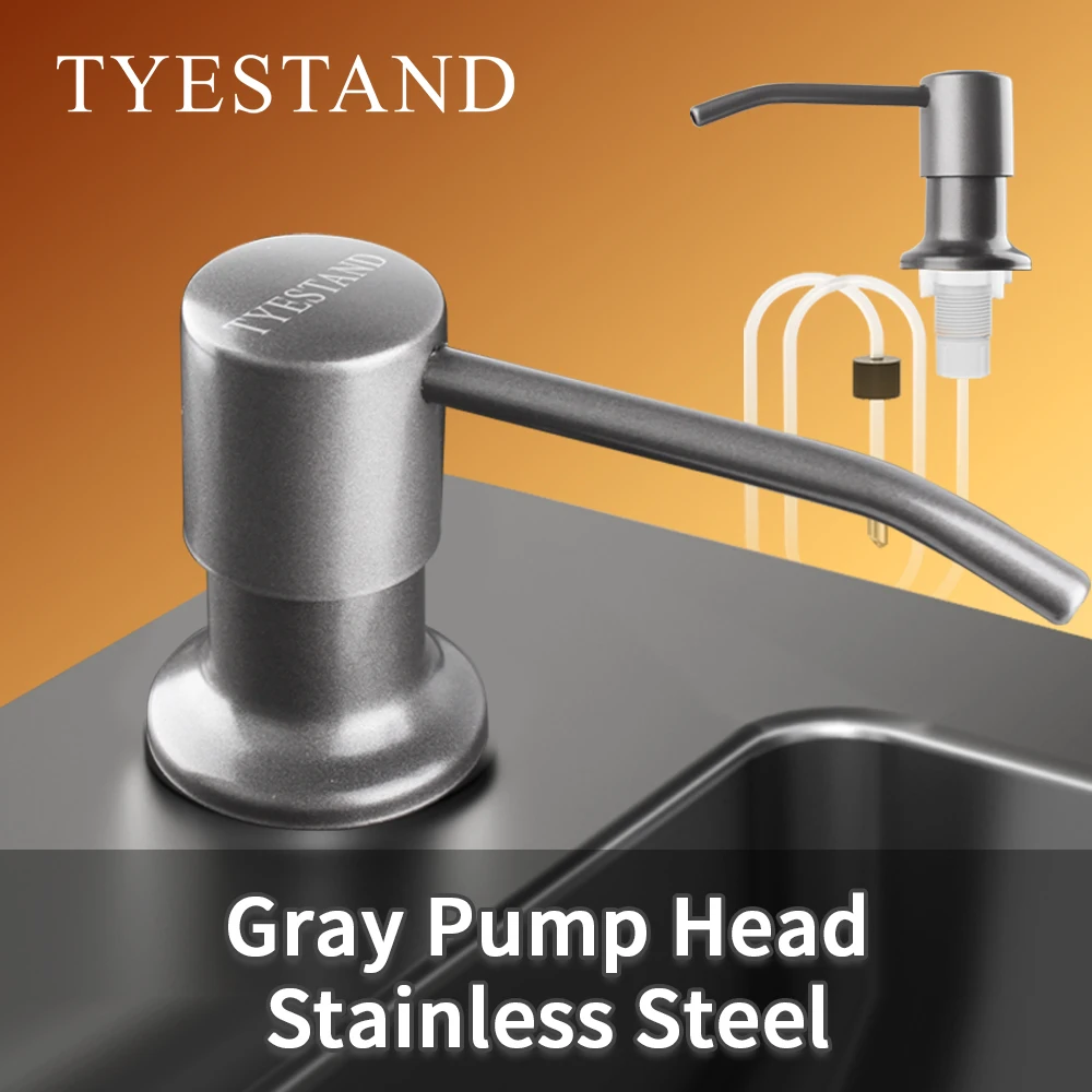 Gray Pump Head Soap Dispenser for Kitchen Sink Stainless Steel Built In Soap Dispenser Pump with 40\