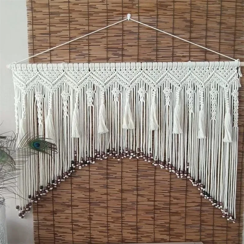 Nordic hand-woven short door curtains, living room partition decorative tapestries, homestay decorative tapestries, bedside