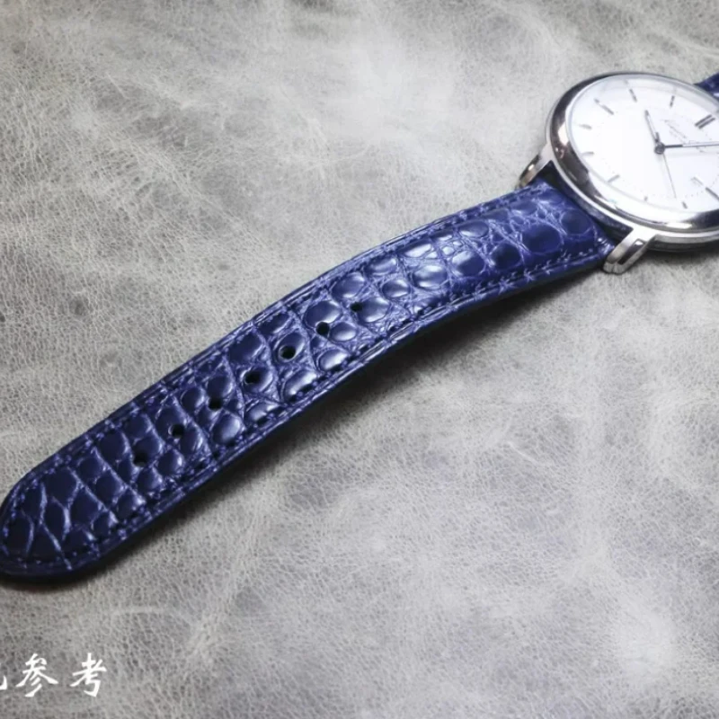 18 20 21 22mm Blue Handmade Strap Crocodile Leather Replacement Watchbands Alligator Grain Genuine Product Watch Band Bracelet