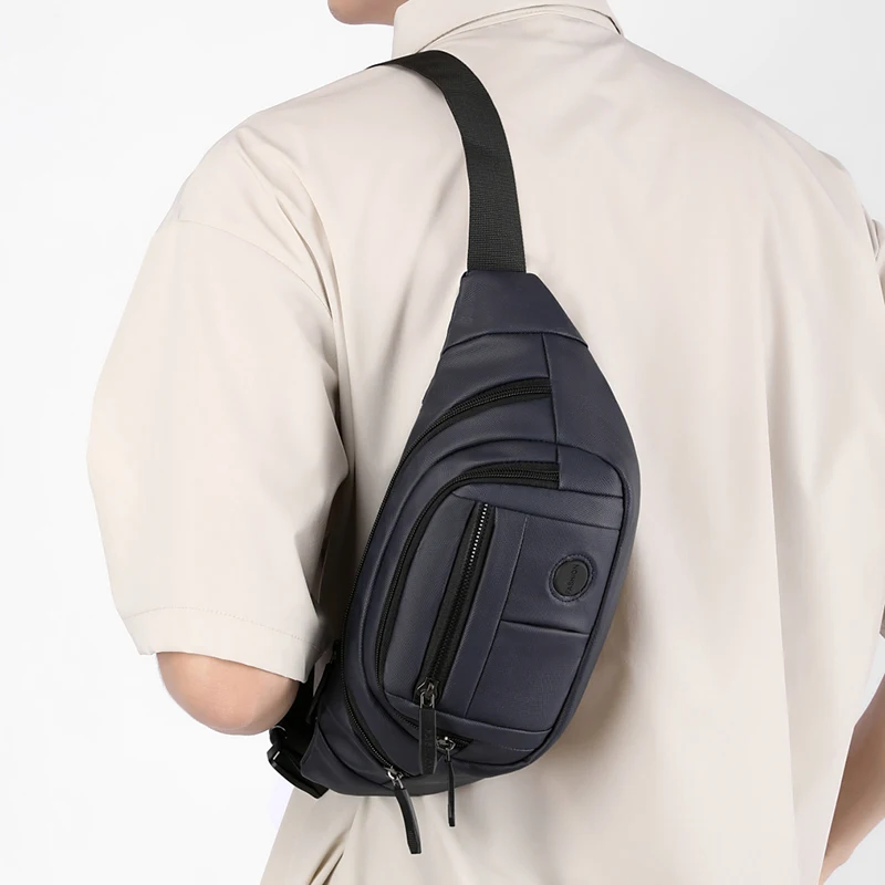 Multi Functional Men's Chest Bag Multiple Pockets Shoulder Bag Exercise Waist Bag Suitable for Business Commuting Sports