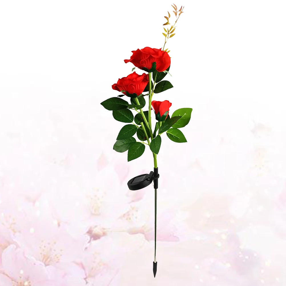 

Solar Powered Rose Flower Lights Waterproof Stainless Steel Garden Lamp For Pathway